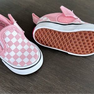 Vans Checkered Slide On Shoes 3C Pink